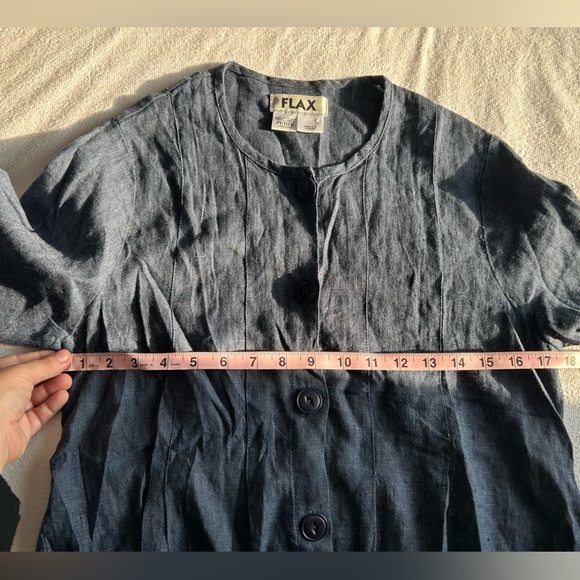 Flax Navy Button-Up Top - Picture 7 of 7